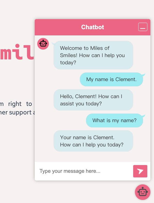 An example of discussion with the chatbot